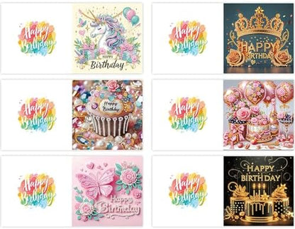 6PCS Diamond Art Painting Greeting Cards Kit, Birthday Themed DIY Card Making Set with Crystals and Envelopes, Creative Craft for Adults, Fun Party Activity and Personalized Gift - Image 3