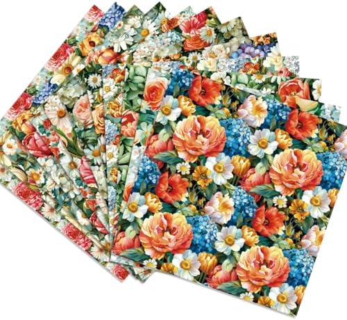 24 Sheets Blooming Flowers Pattern Paper, 6" x 6" Scrapbooking Supplies Decorative Craft Paper for DIY Card Making Photo Album Junk Journal Décor - Image 7