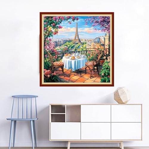 Joyhoor Cross Stitch Kits for Beginners Stamped Cross-Stitch Supplies Needlework preprint Embroidery Kits for Adults DIY Needlepoint Kits Embroidery Patterns 11CT-Tower Scenery 18x18 inchs - Image 2