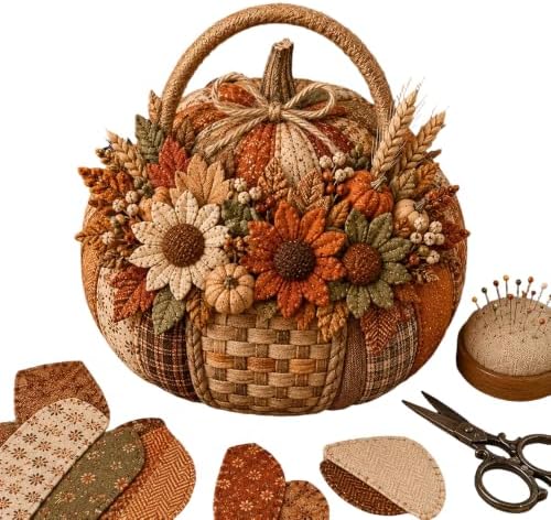 Cozy Harvest Pumpkin Patchwork Kit, DIY Animal Pumpkin Sewing Kit, Fabric Quilted Craft Set for Adults Beginners, Halloween Fall Thanksgiving Decor Gift (Style-C) by Unknown