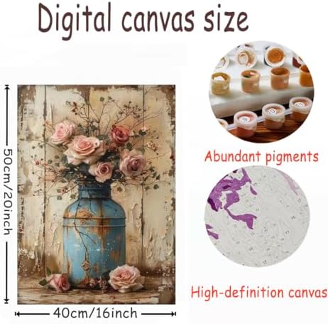 Paint by Numbers Kit for Adults,Rose Vase ainting by Numbers for Beginners - Image 5
