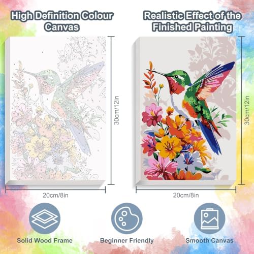 Hummingbird Framed Paint by Numbers Kit for Adults Beginner 8x12 inch - Image 3