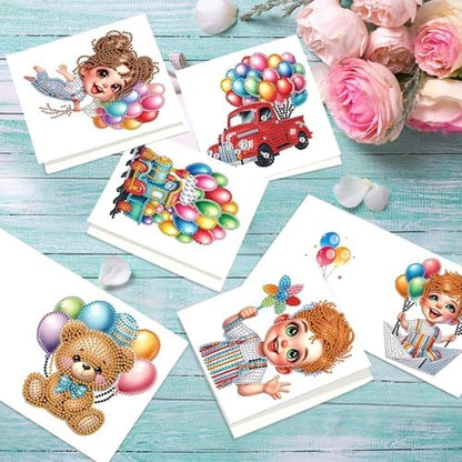 MVVMTOP 6pcs Diamond Art Painting Greeting Card, DIY Colorful Balloons Diamond Art Greeting Card for Blessing and Wishe Special Shaped Diamond Arts Crafts for Birthday Thanksgiving Day - Image 7