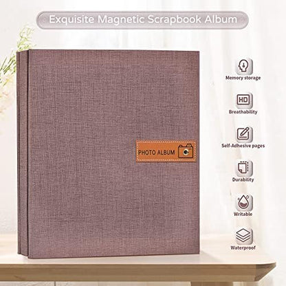 Popotop Large Photo Album Self Adhesive 4x6 5x7 8x10 Scrapbook Album DIY Picture Book,Gifts for Mom,Family Baby and Wedding,with Metal Pen and Plastic Board - Image 2