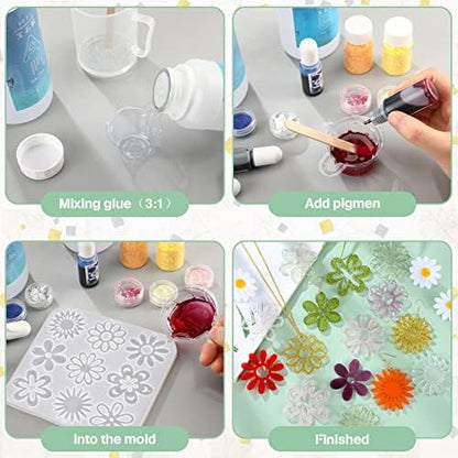 Patelai 4 Pcs Resin Earring Molds for Jewelry Making Kit,Flower Leaf - Image 5