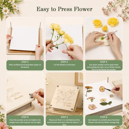 Aboofx Flower Press Kit, 11.2" x 11.2" Wooden Flower Pressing Kit - Image 6