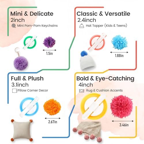 VGOODALL Round Knitting Looms Set, Set of 18PCS Supplies with Hook Needle, Pompom Maker and Yarn, for Knitting Beginners - Image 2
