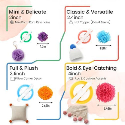 VGOODALL Round Knitting Looms Set, Set of 18PCS Supplies with Hook Needle, Pompom Maker and Yarn, for Knitting Beginners - Image 2