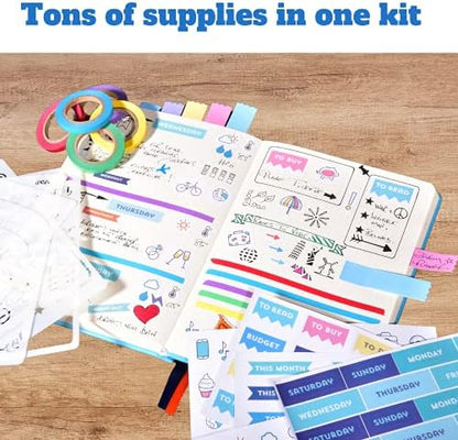 Perfect Planner Journal Supplies Kit - 32 Piece Set, Custom-Designed Supplies for Bullet Dot Journals and Planners, Includes Stickers, Stencils, Washi Tapes and Sticky Notes, by Wonderful Washi - Image 7
