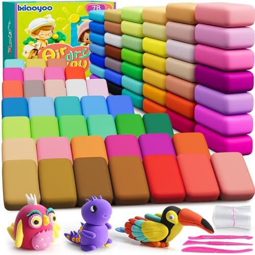 Ixiaoyoo Air Dry Clay, 78 Colors Foam Modeling Clay for School Projects by Ixiaoyoo