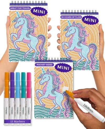 Lifelines FlowArt Mini Activity Pad, 3-Pack - Dot-by-Letter Coloring Books by LifeLines
