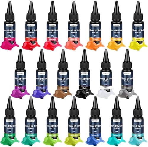KISREL UV Resin, 20 Colors - 400g UV Resins Kit, Transparent Colored Resins, Rigid Ultraviolet Clear Resin for Crafts, Jewelry Making and Decoration by KISREL