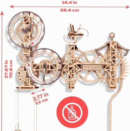 WOODEN.CITY Steampunk Wall Clock Kit – 3D Wooden Puzzle for Adults, Mechanical DIY Clock Model, Working Wall Art (257 Pieces) Made in EU - Image 5