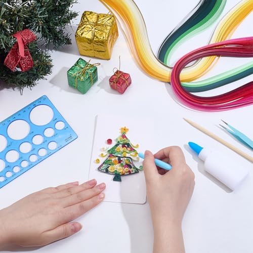 WEBEEDY 20 Sets Christmas Tree Paper Quilling Kit DIY Card Making Kit with Instruction for Adult Beginner Handmade 3D Christmas Trees Greeting Card for Party Holiday Decor Gift - Image 4