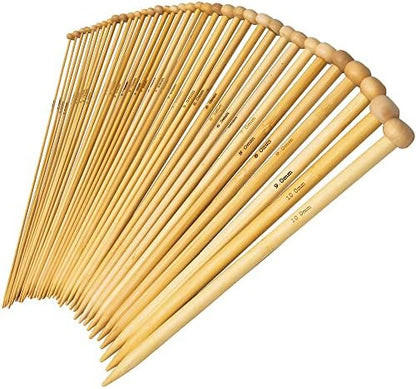 36PCS Bamboo Knitting Needles Set, BetyBedy Single Pointed Knitting Needles, 9 Inches Length Knitting Crochet Supplies for Beginners Handmade (18 Sizes from 2.0mm-10.0mm) by BetyBedy