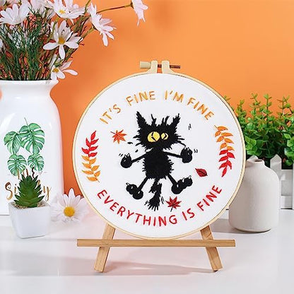 Louise Maelys Everything is Fine Embroidery Kit for Beginners Cat DIY - Image 5