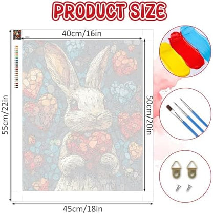 RICUVED Easter Paint by Numbers for Adults, Rabbit Paint by Numbers Kit for Adults Beginners, Heart DIY Acrylic Oil Painting on Canvas Easy for Gift Home Wall Decor 16x20 Inch - Image 4