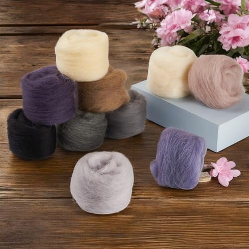 50G Needle Felting Wool Multicolor Wool Roving for Needle Felting 10 Colors Soft Spinning Wools Bulk for Felting DIY Crafts Hand Spinning Supplies - Image 4