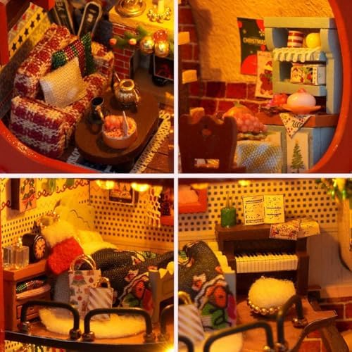 3D Wooden Book Stand Puzzle DIY Dollhouse Wood Nook Model Building Kit with LED Light for Adults to Build Creativity Christmas Halloween - Image 3