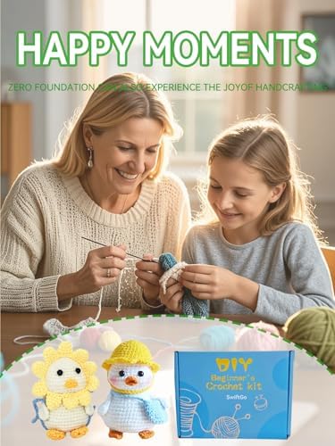 SwiftGo Crochet Kit for Beginners, 2Pcs Duck Crochet Animal Kits with Step-by-Step Video Tutorials, Beginner Amigurumi Crochet Starter Kit for Adults Kids, Holiday Birthday Gift - Image 6