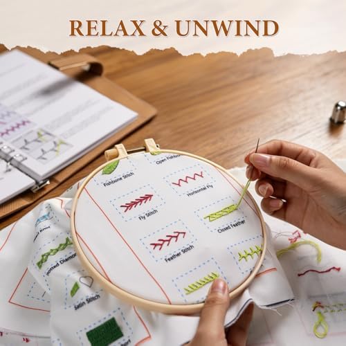 Ogioxam Embroidery Stitch Book Kit for Beginners, Hand Embroidery Kits for Adults, Embroidery Book Kit for Beginners - Image 5