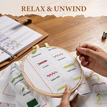 Ogioxam Embroidery Stitch Book Kit for Beginners, Hand Embroidery Kits for Adults, Embroidery Book Kit for Beginners - Image 5
