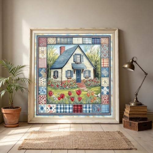 Country House Garden Stamped Cross Stitch Kits for Beginner 13.7x13.7 Inch - Image 2