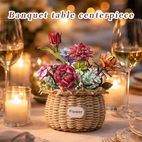 Insgen Ever-Blooming Wooden Bouquet Building Set, 3D Wooden Flower Kit - Image 5