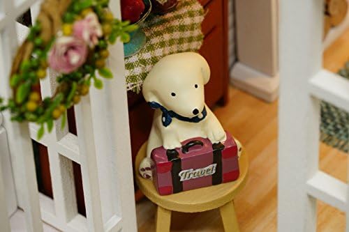 DIY Miniature Dollhouse Kits - Wooden Mini Model House with LED Lights, Tiny Furniture & Accessories – Craft Building Kits for Adults – Birthday Christmas Valentine's Gift- Happy Time - Image 6