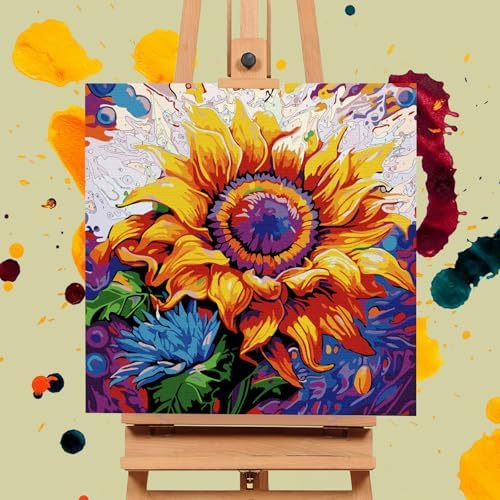 Offito Framed Paint by Numbers Kit for Adults Beginners, Sunflower - Image 4