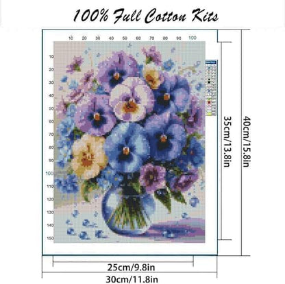 MYBISYMQQ Stamped Cross Stitch Kits - Flower Embroidery Starter Kit for Adult Beginners, Cross Stitch Kits Embroidery Kit Arts and Crafts for Beginners,Crafts for Home Wall Decor 11.8x15.7 inches - Image 2