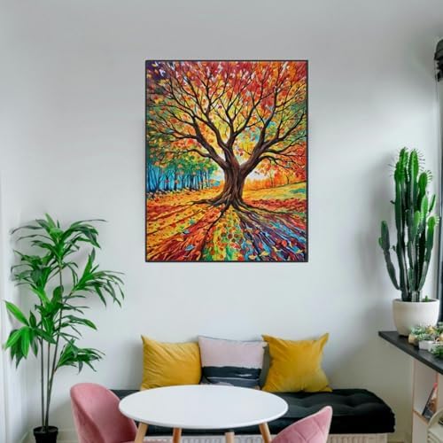 ldazao Tree of Life Paint By Numbers Kit for Adults Beginner DIY Painting Kits for Adults Stained Glass Easy Paint By Number Acrylic On Canvas Drawing Colorful Paintworks Artwork 16 X 20 Inch - Image 3