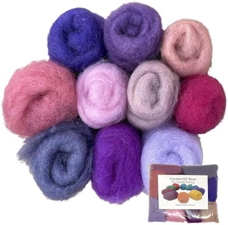 The Felt Box Needle Felting Wool Carded Batts Shade Pack 100 Grams 3.5 Oz - Pink/Purple by TheFeltBoxNeedleFelting
