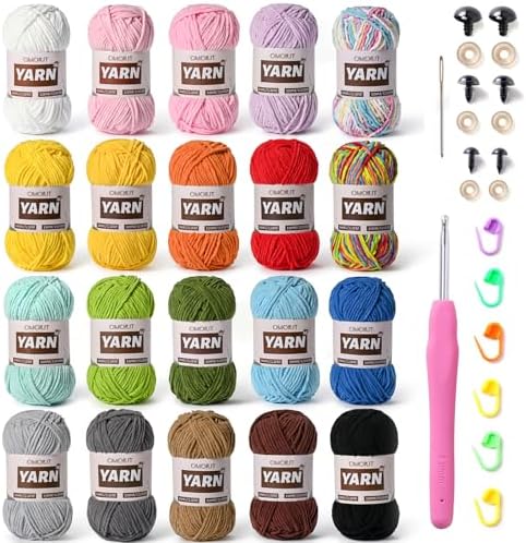 20 Pack 70.5oz/2624yds Bulky Multicolor Yarn Set, Plush Chenille Blanket Yarn for Crocheting, Fluffy Velvet Yarns for Crochet, Fuzzy Baby Yarns for Crocheting Soft, Crochet Amigurumi by OMoiut
