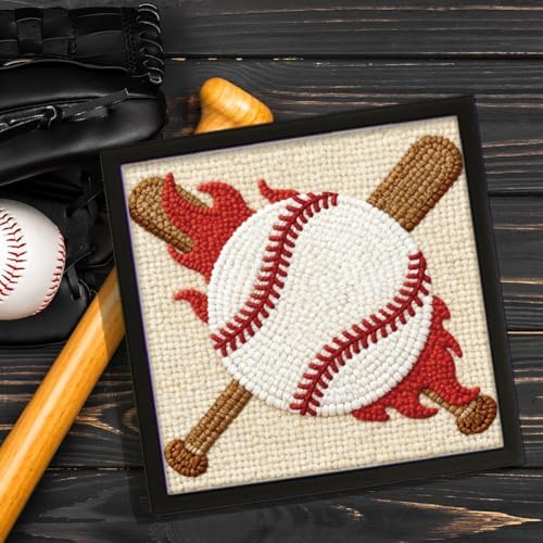 DOODLREAM White Baseball DIY Punch Needle Embroidery Kit for Adult Beginner, 9.4" Baseball Bat Sport Punch Stitching Craft Set for Starter with Frame,Fabric Pattern,Threader, Yarn, Pinch Needle - Image 6