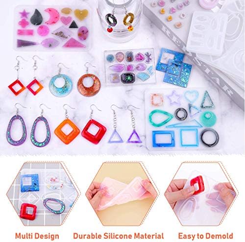 Resin Molds for Jewelry, Paxcoo 678pcs Earring Making Kit with 28pcs Epoxy Molds and 650pcs Earring Hooks, Jump Rings for Pendants, Resin Crafts, DIY Earring - Image 3