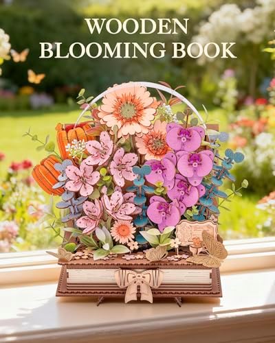 Wowood 3D Wooden Flower Puzzles for Adults-Wooden Bloom Book, Mothers Day DIY Crafts Model Kits Building Set Birthday Gifts, Artificial Botanical Decor Creative Gift for Women to Table Dispaly(552PCS) - Image 6