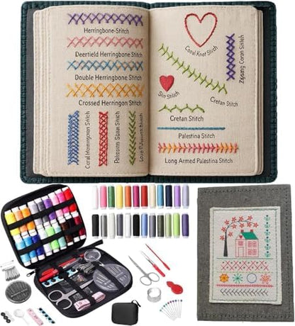 OJJ 2026 New Embroidery Stitch Book Kit, 106 Patterns with Tools & Tutorials, 86 PCS Beginner Embroidery Kit, Portable All-in-One Hand Embroidery Book for Adults & DIY Craft Lovers by OJJ