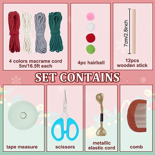 FREEBLOSS 3 Set Macrame Christmas Gnomes Santa Claus Kit - Image 2