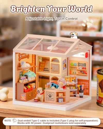 Rolife Super Creator Furry Friends' Home DIY Miniature House Kit, Snap-Fit Plastic 3D Puzzle No Glue Needed, Stackable Pet Store Room Decor Gift for Adults & Teens, 89 PCS - Image 4