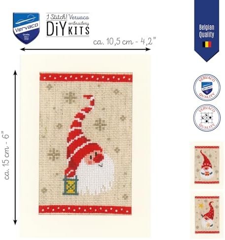 Vervaco Greeting Card kit Christmas Gnomes Set of 3 - Image 2