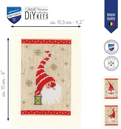 Vervaco Greeting Card kit Christmas Gnomes Set of 3 - Image 2