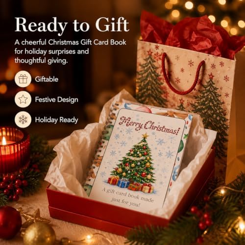 Christmas Gift Card Book, 5x7 Holiday Gift Booklet, DIY Spiral-Bound Merry Christmas College Survival Kit, 10-Page Surprise Greeting Card Book for Cards Cash, Students Graduation Gift - Image 4
