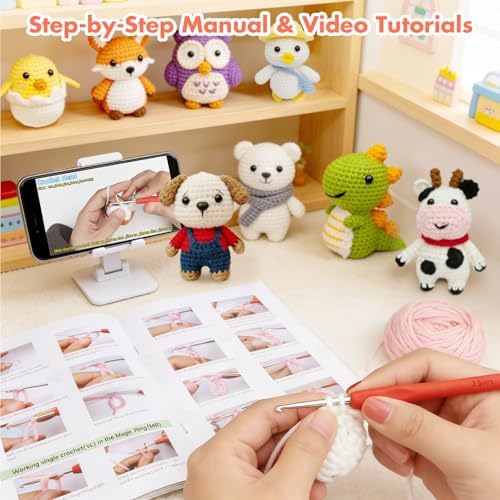 Easy Crochet Kit for Beginners, 8PCS Amigurumi Animal Crochet Starter Kit - Image 3