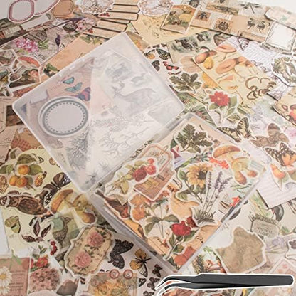 200Pcs Vintage Scrapbook Stickers, Aesthetic Junk Journal Stamping Supplies Kit, Scrapbooking Ephemera Washi Paper for Bullet Journaling Planners Diary Collage by Vecbain