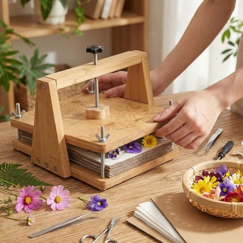 iSharely 11" x 8" Wooden Flower Press Kit, 6-Layer DIY Botanical Craft Set for Adult Dried Flowers Leaves Wedding Bouquets Scrapbooking Cards Crafts Creative Art - Image 4