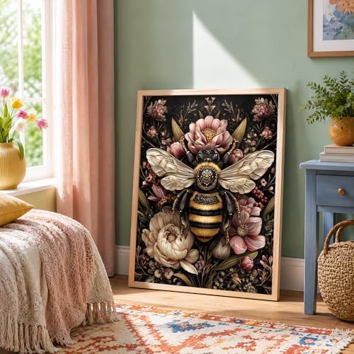 NXIKYO Bee Paint by Numbers Kit for Adults Beginner, Bee Flowers Adult Paint by Number Kits on Canvas, DIY Acrylic Oil Easy Painting by Numbers for Home Wall Decor 16 X 20 inch (Without Frame) - Image 3