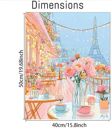 Eiffel Tower Paint by Numbers Kit for Adults,Paris Street-Scape Adult Paint by Number Kits,DIY Acrylic Oil Watercolor Drawing Painting Paint by Number for Adults on Canvas Home Wall Decor 16x20inch - Image 2
