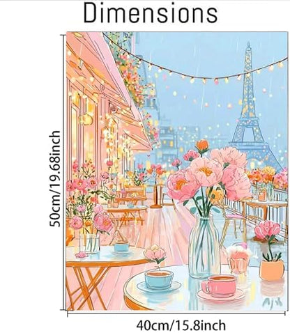 Eiffel Tower Paint by Numbers Kit for Adults,Paris Street-Scape Adult Paint by Number Kits,DIY Acrylic Oil Watercolor Drawing Painting Paint by Number for Adults on Canvas Home Wall Decor 16x20inch - Image 2