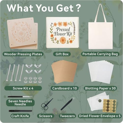 TTUGTTUG Wooden Flower Press Kit, 11" x 11" Large Pressed Flowers for Adult - Image 3